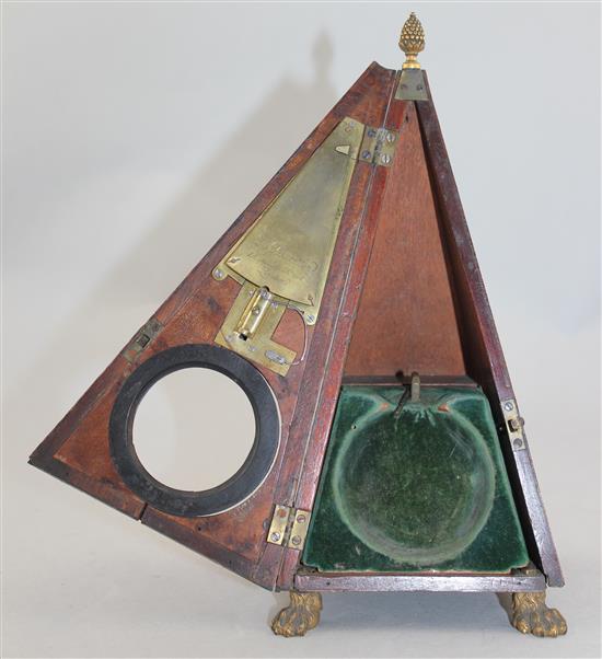 Louis Albert Desoutter. An unusual burr elm and ebony metronome, 9.5in.